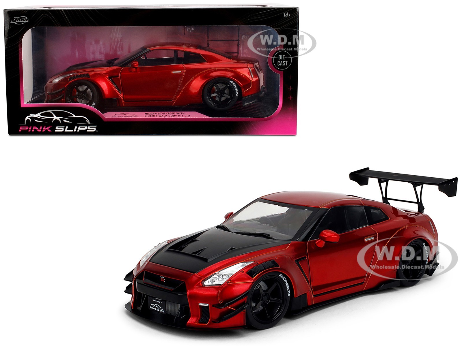 NISSAN GT-R (R35) LIBERTY WALK 2.0 RHD RED 1/18 DIECAST MODEL BY JADA 36465