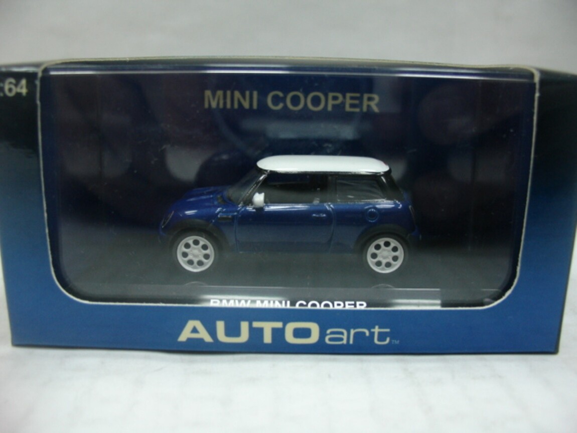 WOW EXTREMELY RARE Mini Cooper 1.6 Blue White 2001 1:64 Auto Art-Minichamps-CM’S