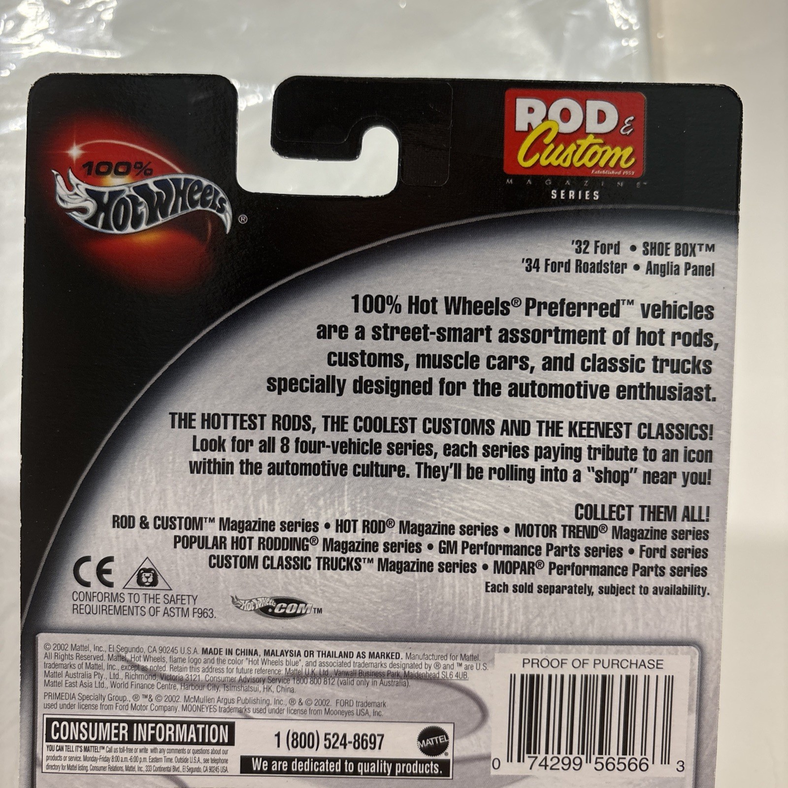 2002 Hot Wheels 100% Rod & Custom Series 1/4 ’32 FORD Orange w/GDYR Real Riders