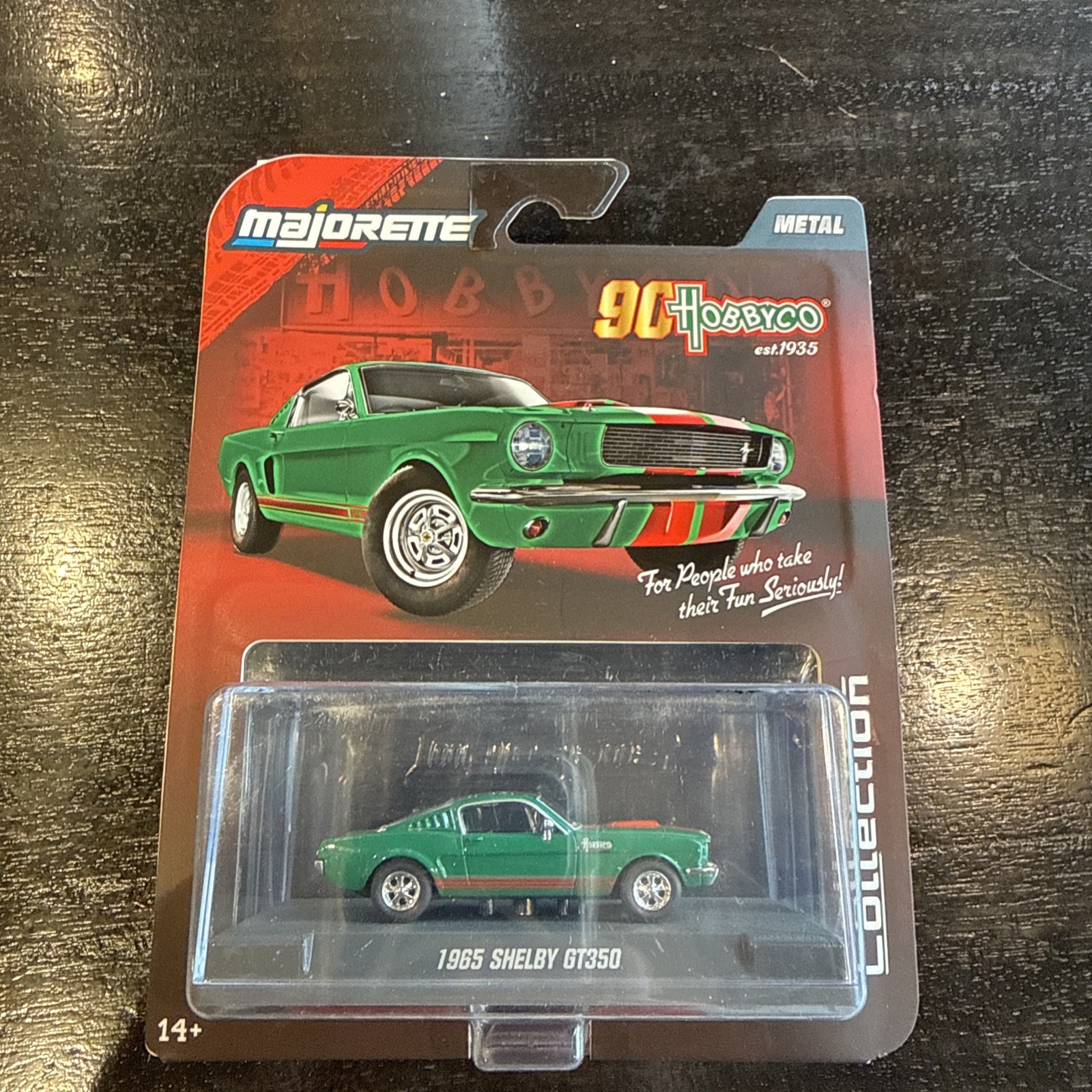 Majorette 1965 Shelby GT350 Hobbyco 90th Anniversary Edition Green 1:64 Case