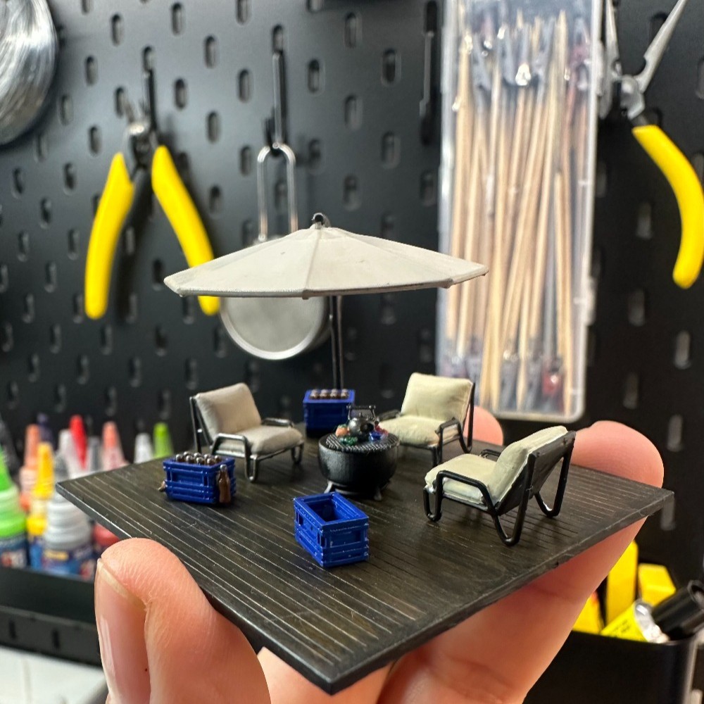Diorama 1/64 Repair Workshop Model Accessories Garage Leisure Terrace Model