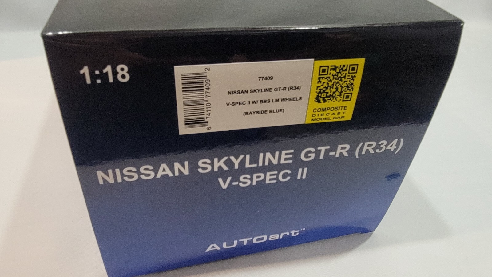 AUTOart 1/18 NISSAN SKYLINE GT-R R34 V SPEC II w BBS LM WHEELS JDM BAYSIDE BLUE