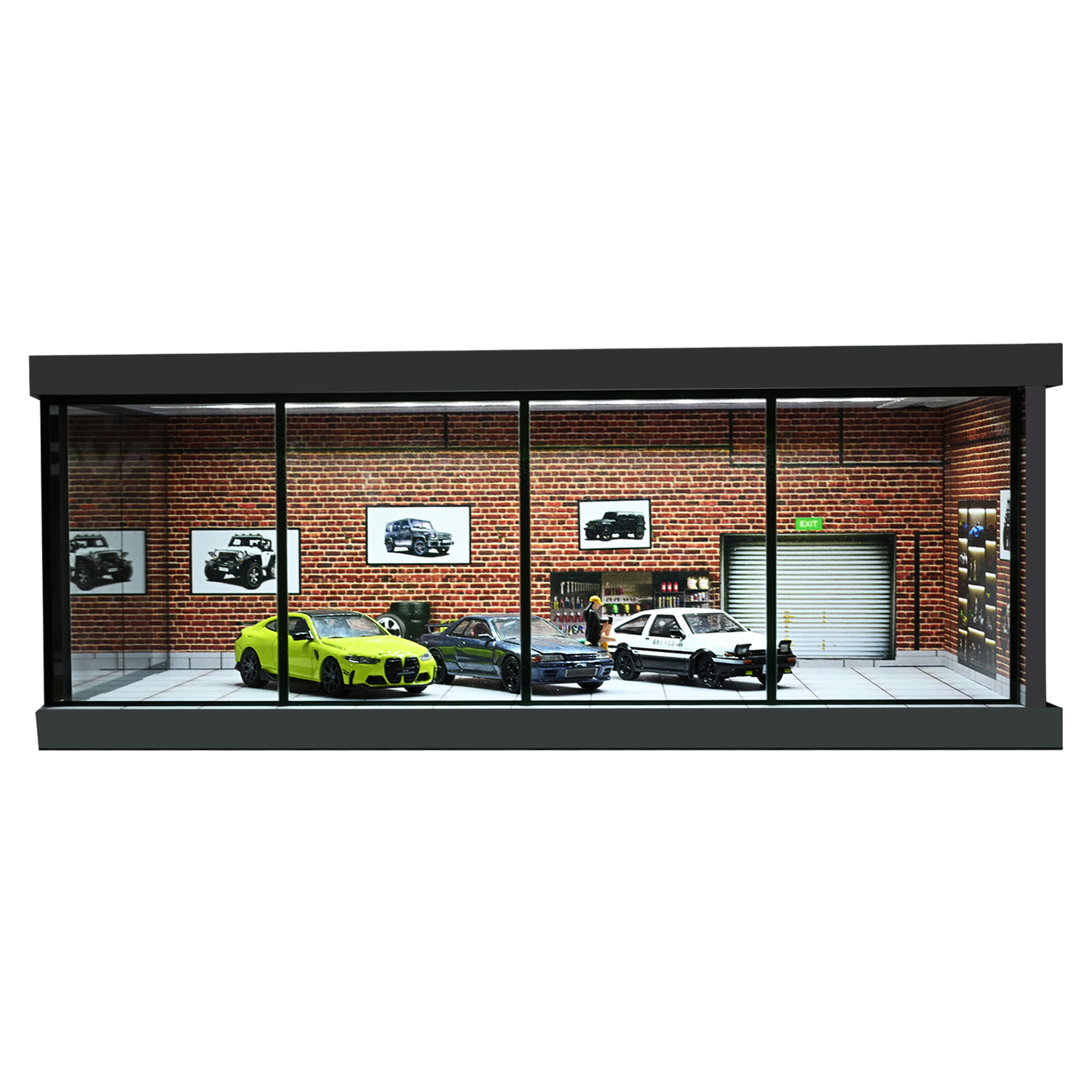 1:64 Diorama Car Showroom Model LED Lighting City Car Garage Scene Display Model
