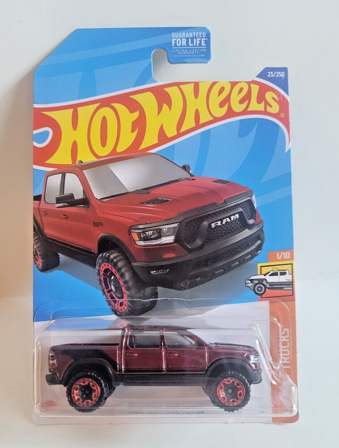 Hot Wheels 2022 Hot Trucks 1/10 2020 Ram 1500 Rebel Metalflake Red