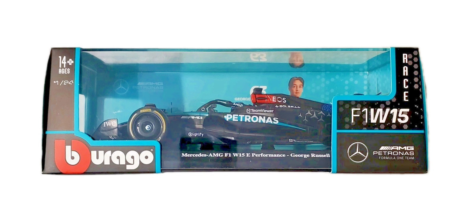 Bburago Premium 1:24 Formula 1 F1 Racing AMG Petronas #63 George Russell W15 🆕
