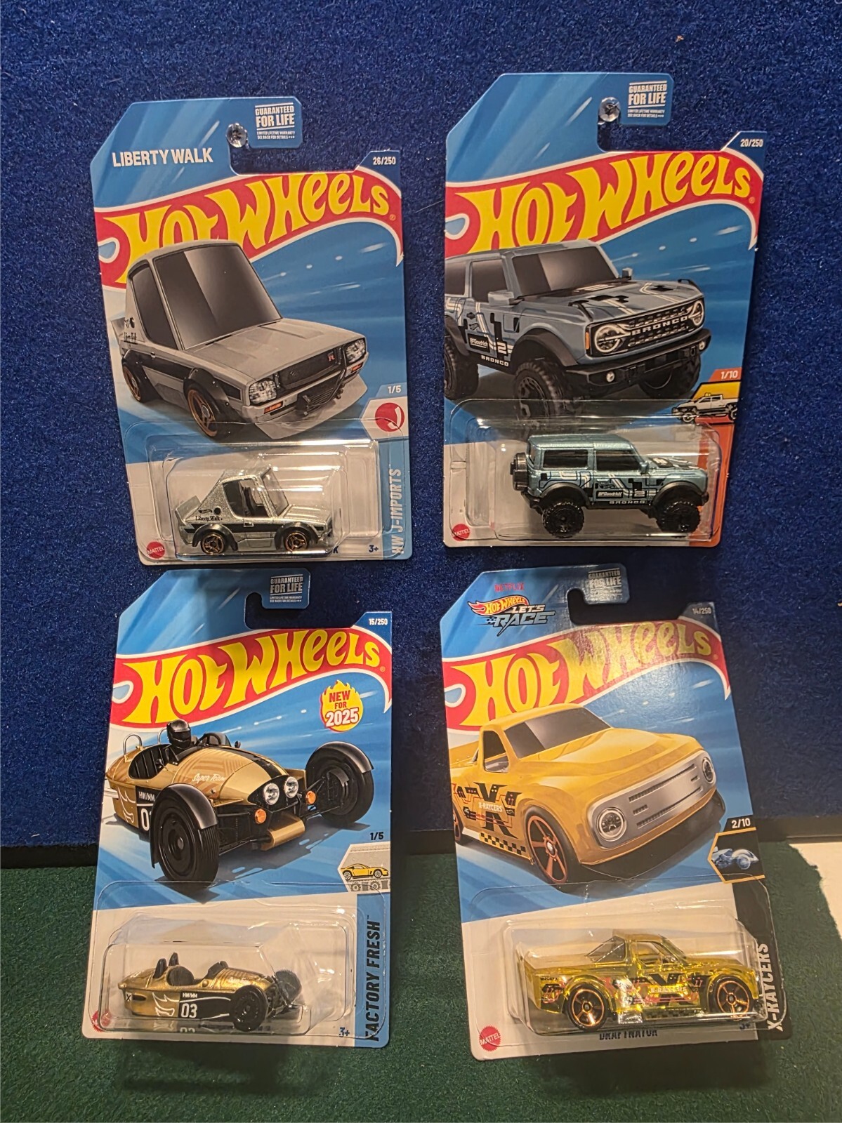 2025 Hot Wheels Kroger Exclusive Set of 4 (NISSAN, DRAFTNATOR, MORGAN, & BRONCO)