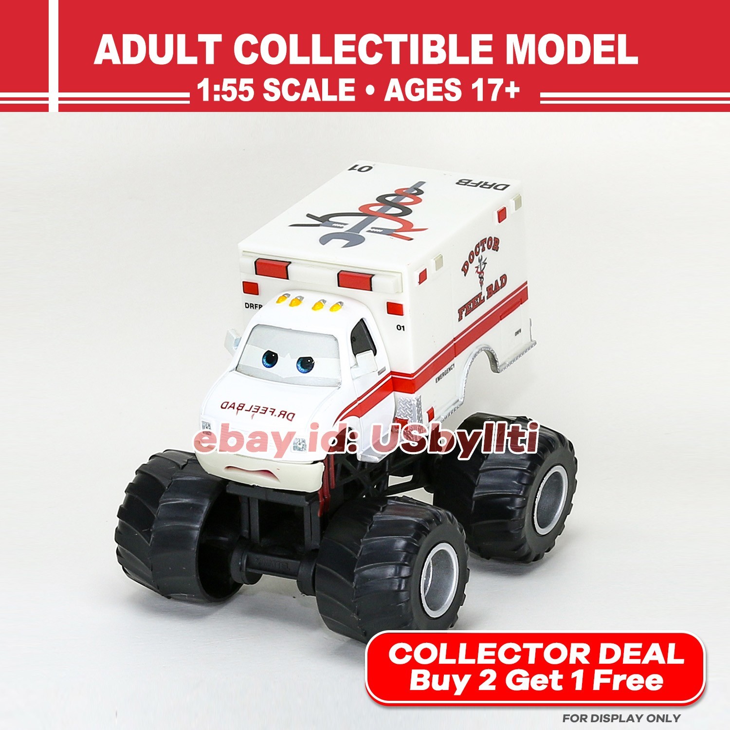 Display Model Vehicle Disney Pixar Cars Toon Monster DR. Feel Bad 1:55 Diecast