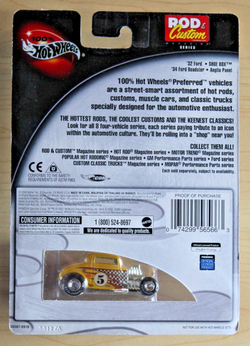 Hot Wheels 100% Rod & Custom Yellow ’32 Ford #1/4