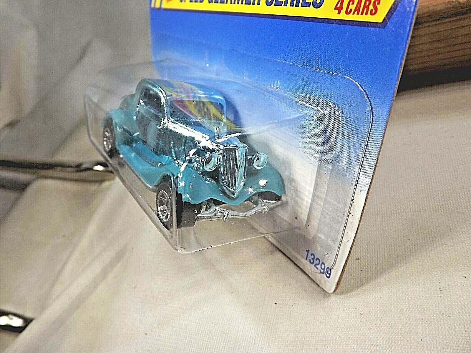 1995 Hot Wheels #312 Speed Gleamer Series 1/4 3-WINDOW ’34 Aqua w/Chrome 7 Spoke