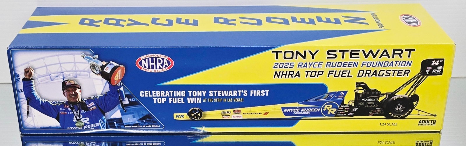 TONY STEWART 2025 RAYCE RUDEEN NHRA TOP FUEL DRAGSTER 1:24 AUTO WORLD DIECAST