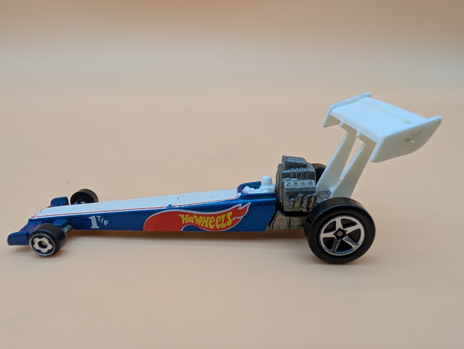 Hot Wheels Blue Race Team Dragster 1T/F w/5 Spoke Wheels Blue 1992 Malaysia