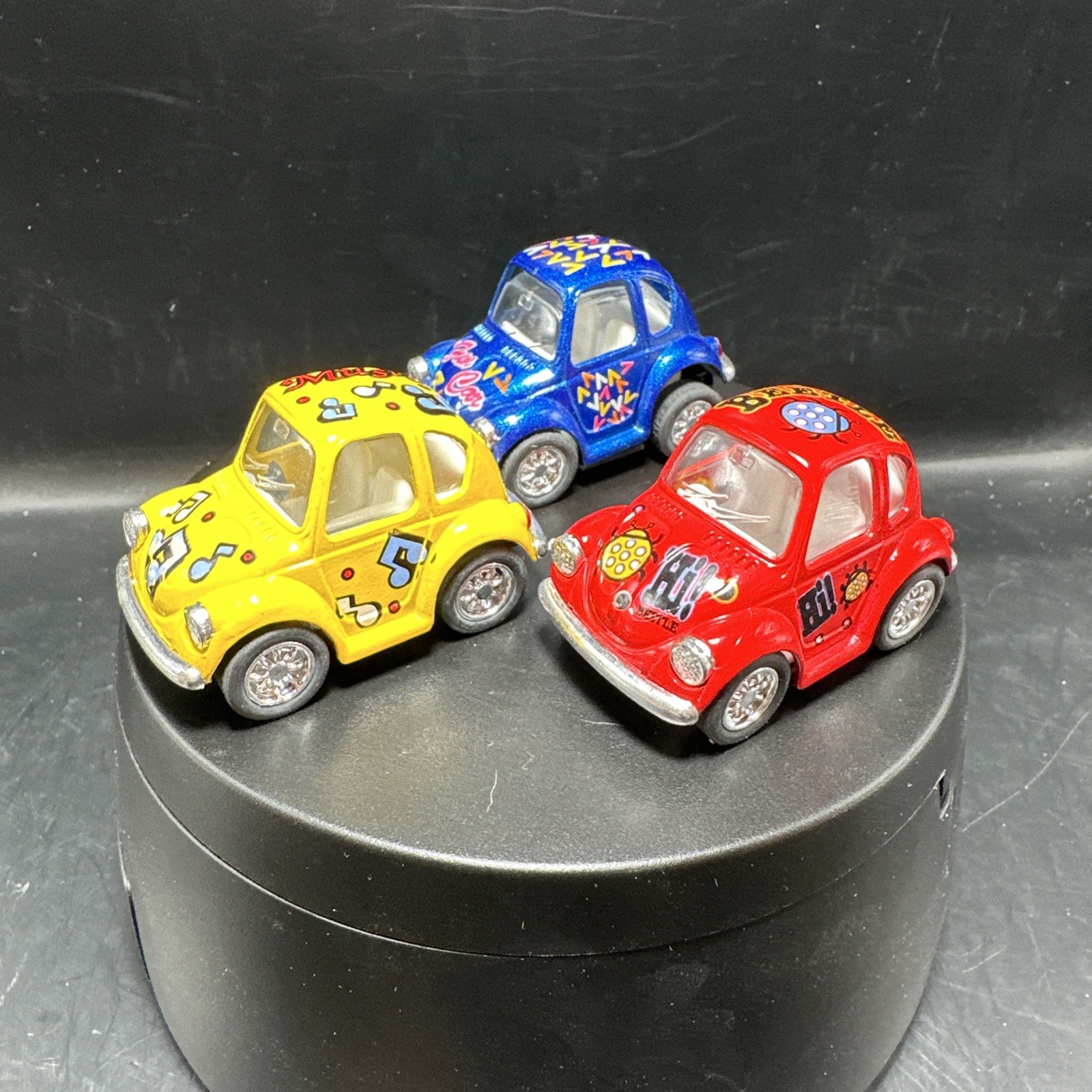 Vintage 1992 KinToy Pull Back Die Cast Metal Volkswagen Car Beetle Models Lot 3
