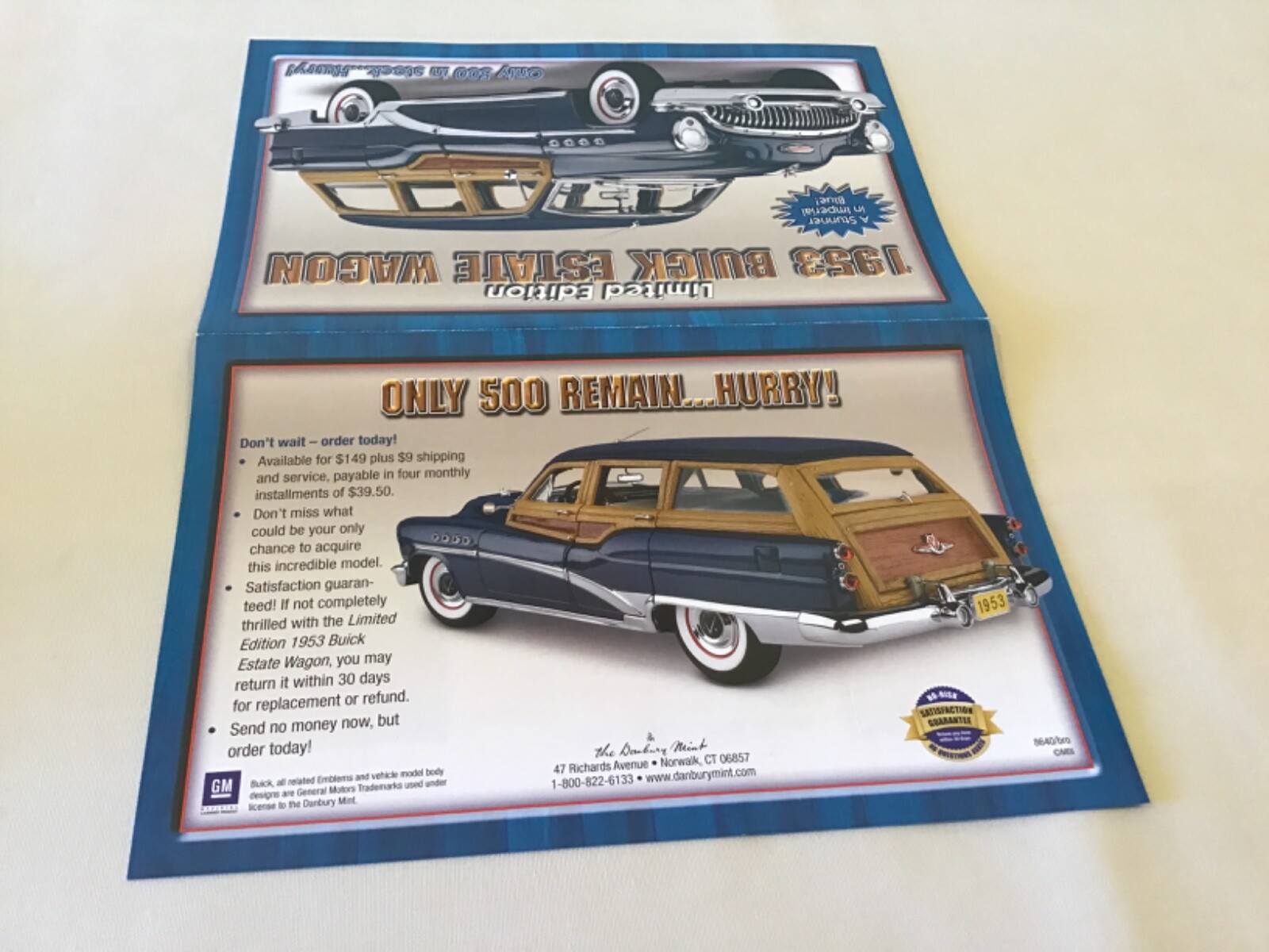 Danbury Mint 1953 Buick Estate Wagon L.E. Brochure Paperwork Only 1:24