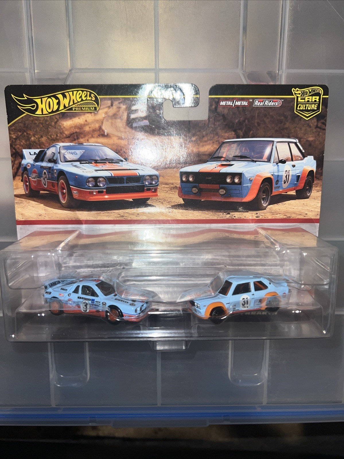 Hot Wheels Premium Car Culture 2 Pack Gulf Lancia Rally 037 & Fiat 131 Abarth!!!