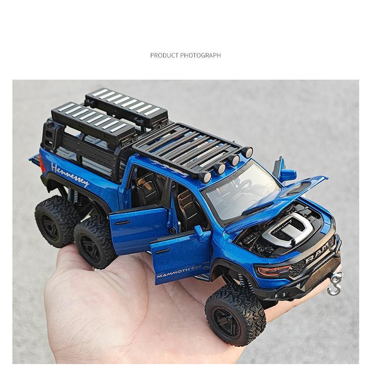 1:32 Dodge Ram 1500 Trx 6*6 Warlord Alloy Diecast Model Car with Sound & Light