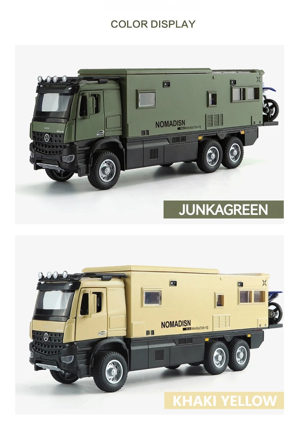 1:24 Benz Camper RV Motorhome Toy Model Car Diecast Pull Back Toy Sound Light