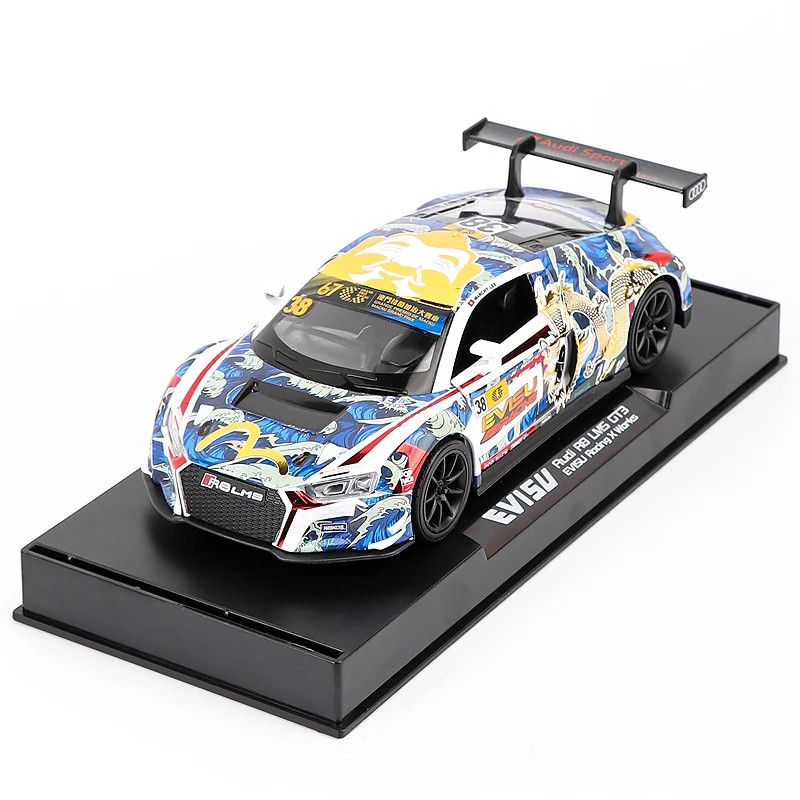 1: 32 Sport R8 LMS CUP Alloy Metal Vehicles Die cast Toy With Sound and Light