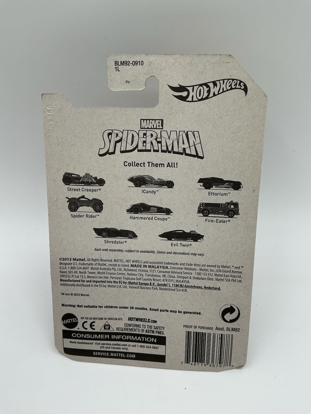 Hot Wheels Marvel Spider-Man Complete Set 2013 7 Of 8- Z 59