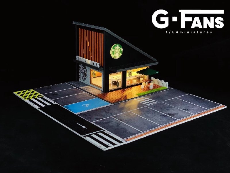 Diorama 1:64 Car Garage Model LED Lighting City Car Showroom Scene Display Model