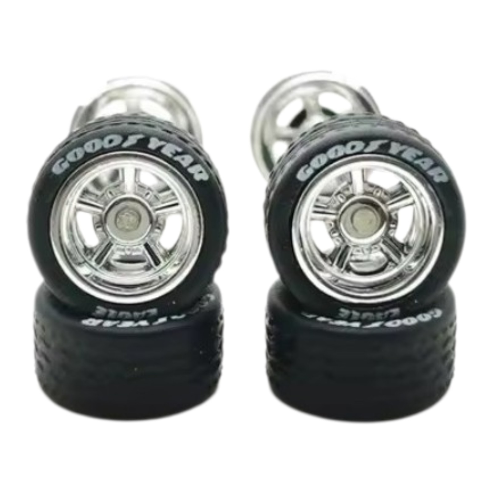 5 Sets Cragar Rims 11mm Goodyear/Whitewall Rubber Tires For Hot Wheels Swap 1/64
