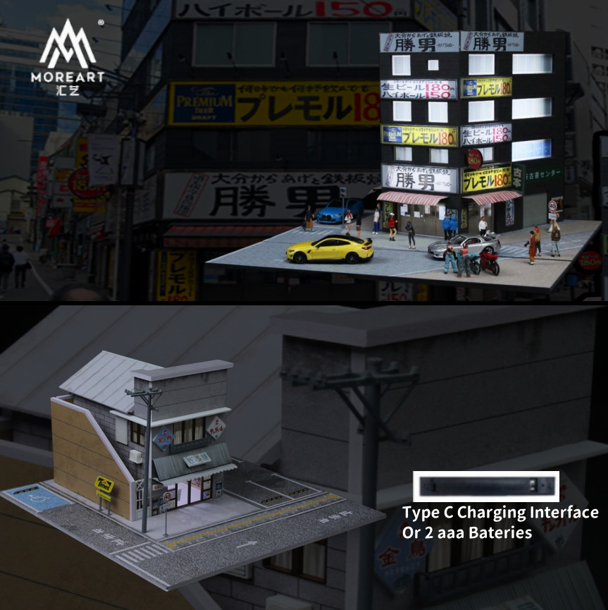 More Art Diorama 1:64 Garage Model LED Japanese Parking Lot Display Case Toy US