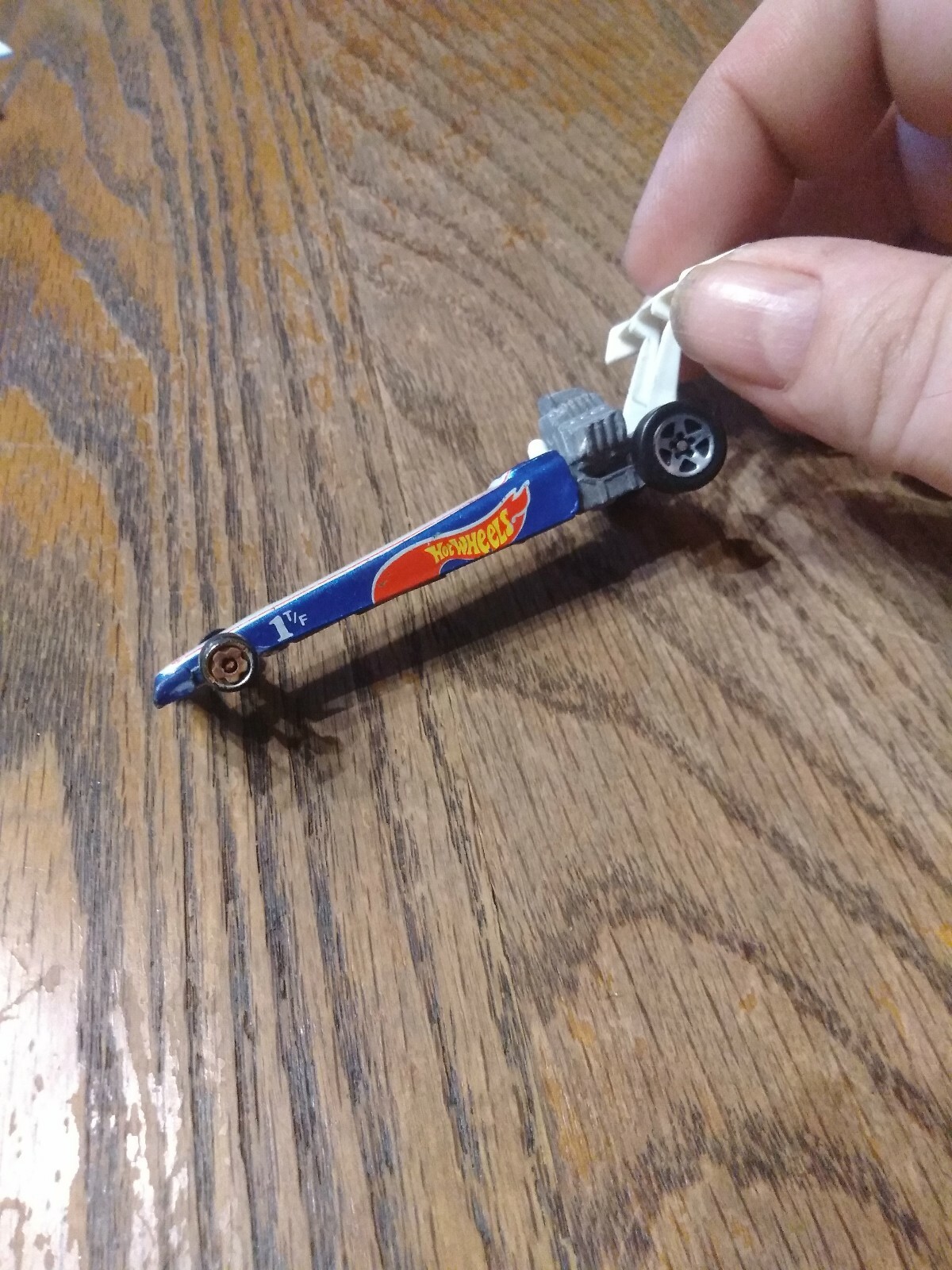 Hot Wheels Blue Race Team Dragster 1T/F w/5 Spoke Wheels Blue 1992 Malaysia