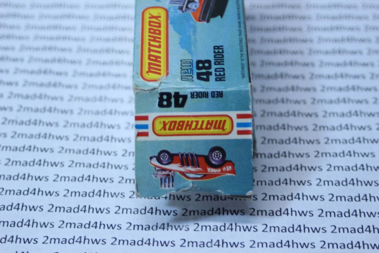 MATCHBOX LESNEY SUPERFAST MB48 RED RIDER- RARE USA PICTURE BOX, BOXED VINTAGE