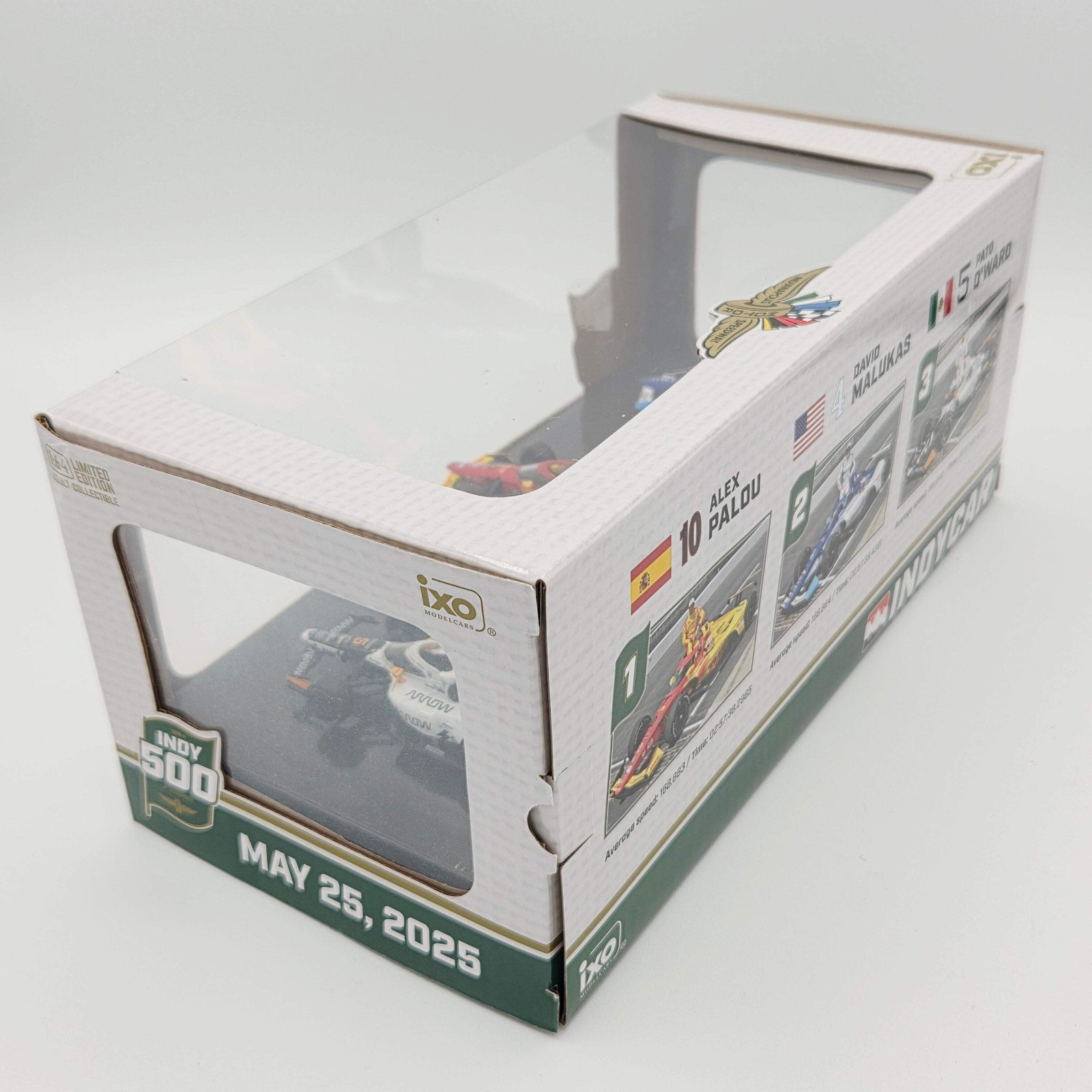 iXO Models – 2025 Indy 500 Victory Row Collector’s Set 1:64 Palou/Malukas/O’Ward