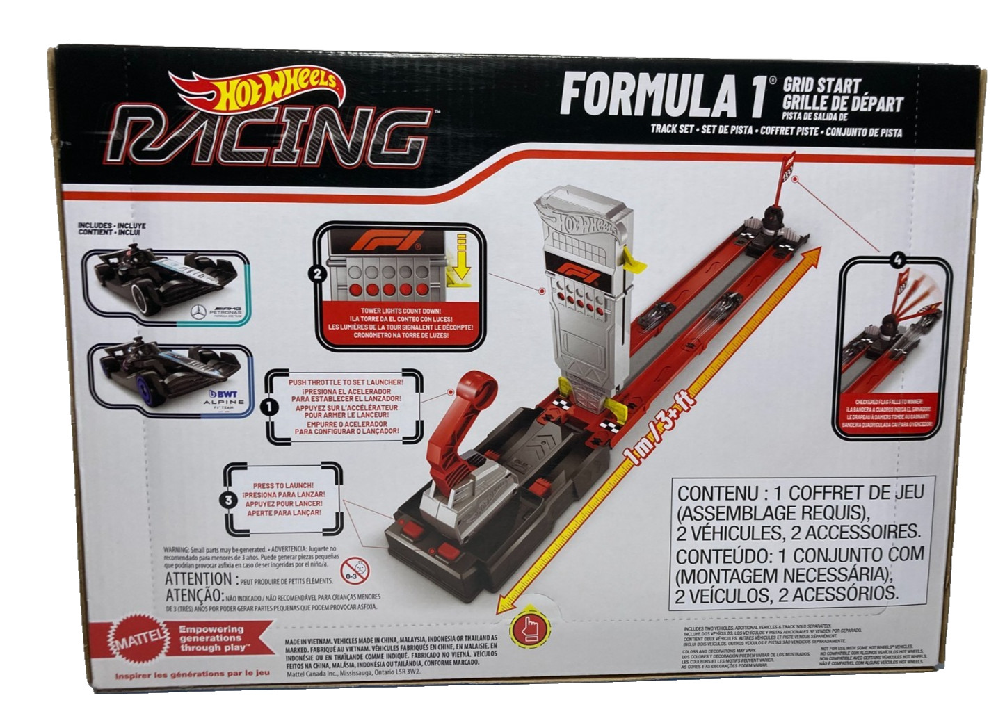 Hot Wheels Racing Formula 1 Grid Start Playset with 2 F1 Cars Play Set Track