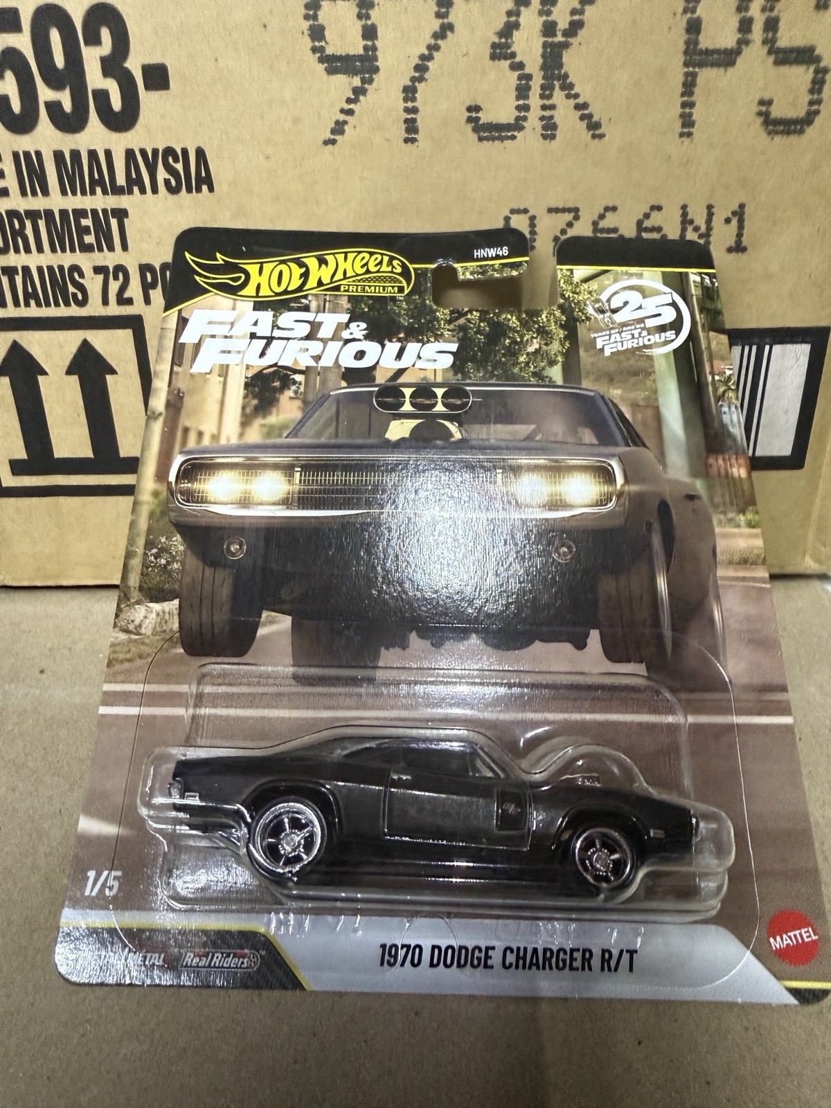 🔥CHASE🔥Hot Wheels Fast & Furious 1970 Dodge Charger R/T Black 1:64 Real Riders