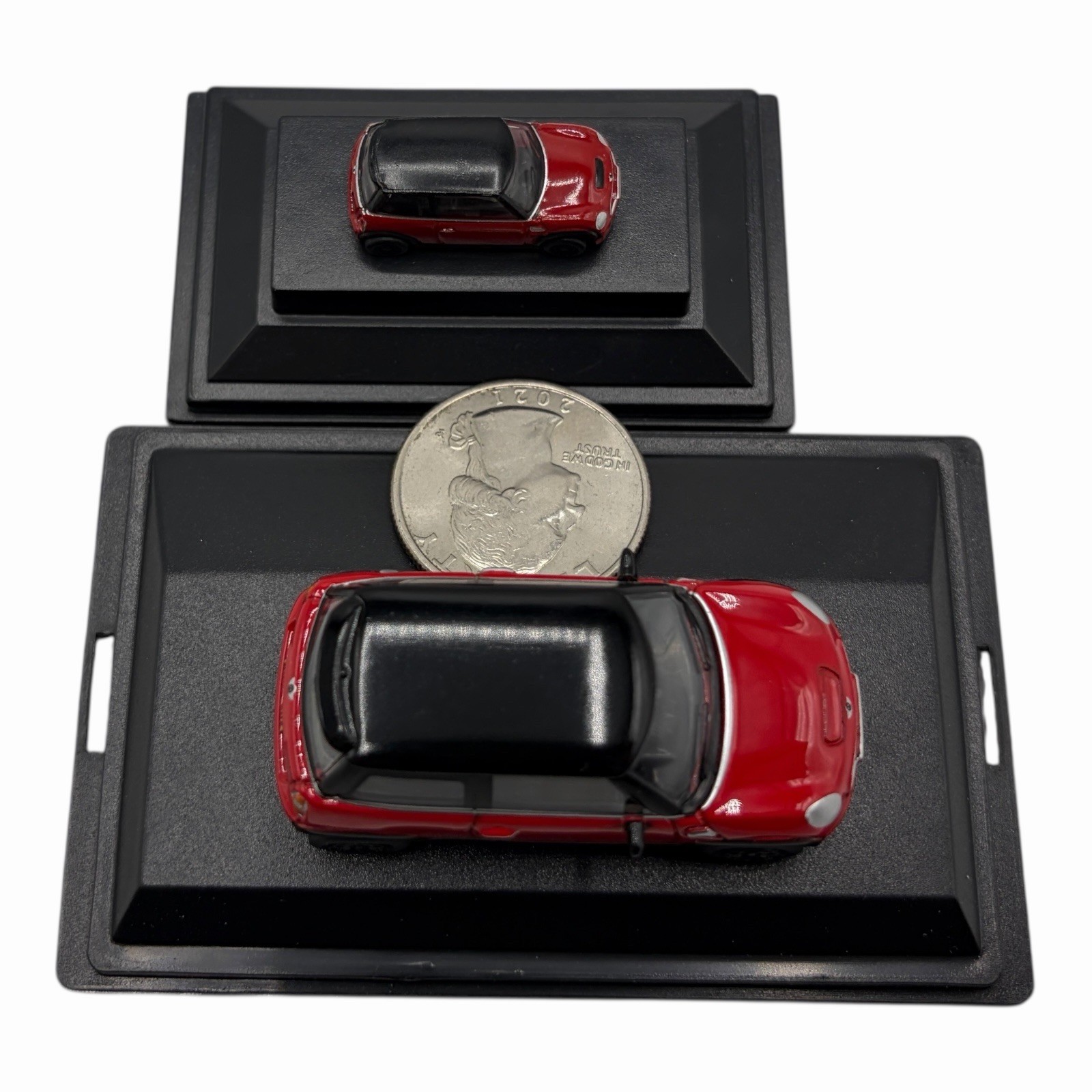 MINI Cooper S Hardtop R56 Chili Red with Black Roof Diecast car Pair of Two