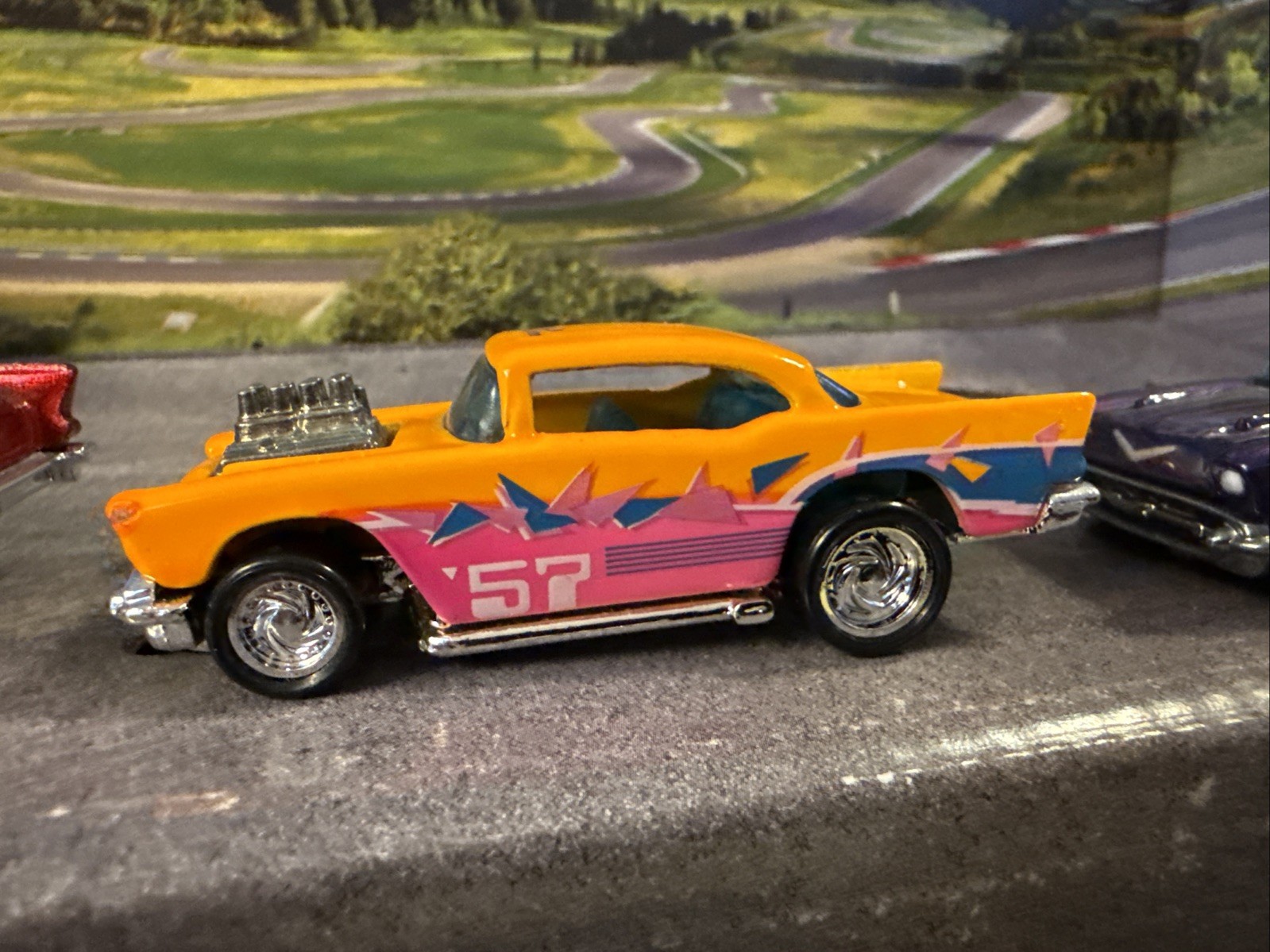 Hot Wheels 57′ Chevy Hot Rod Metal Flake Maroon Red GHO Cal Custom Editors Choi