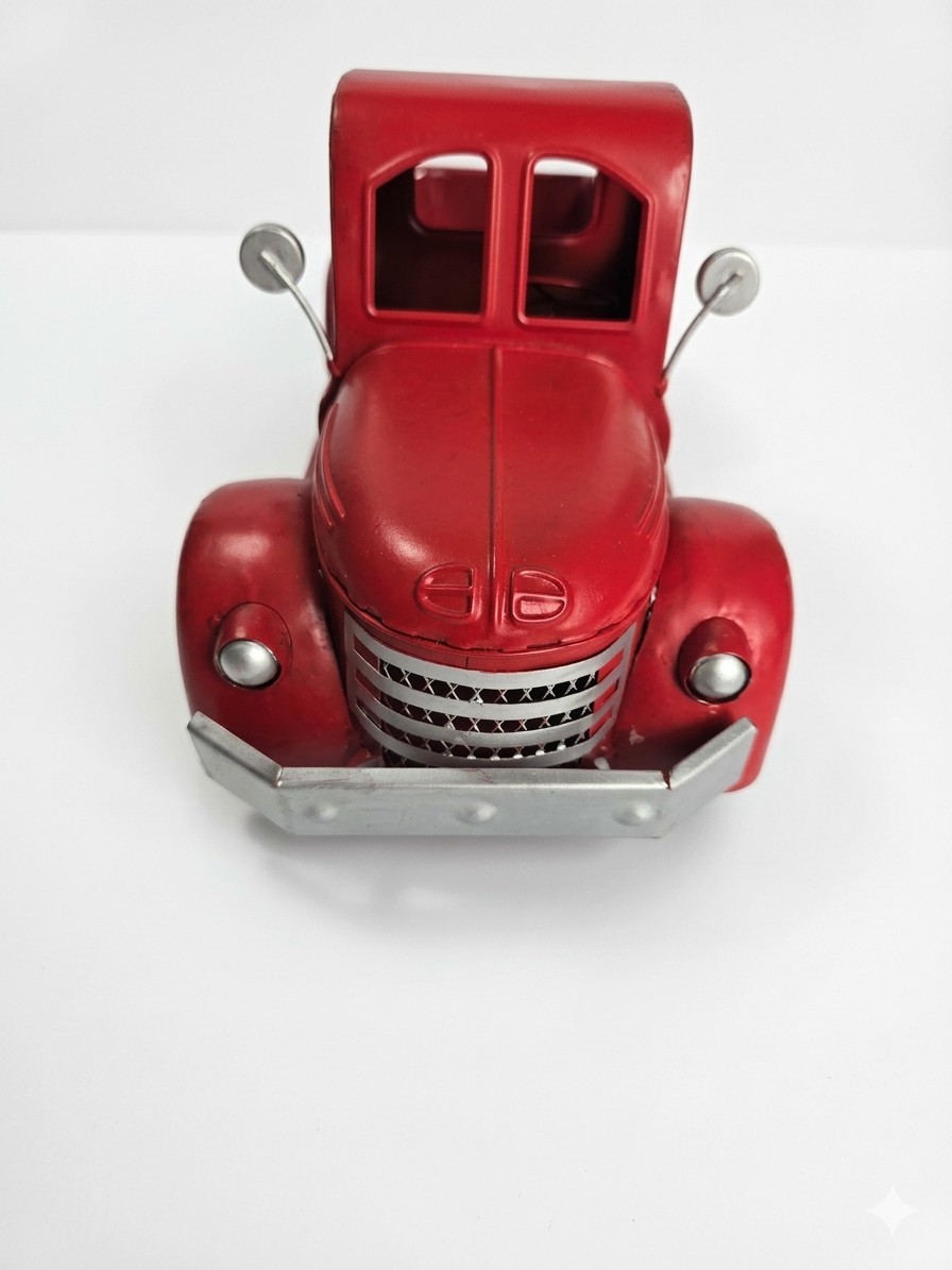 Red Silver Brown Metal Pickup Truck Model Toy 13x6x6 In. Collectible Vintage