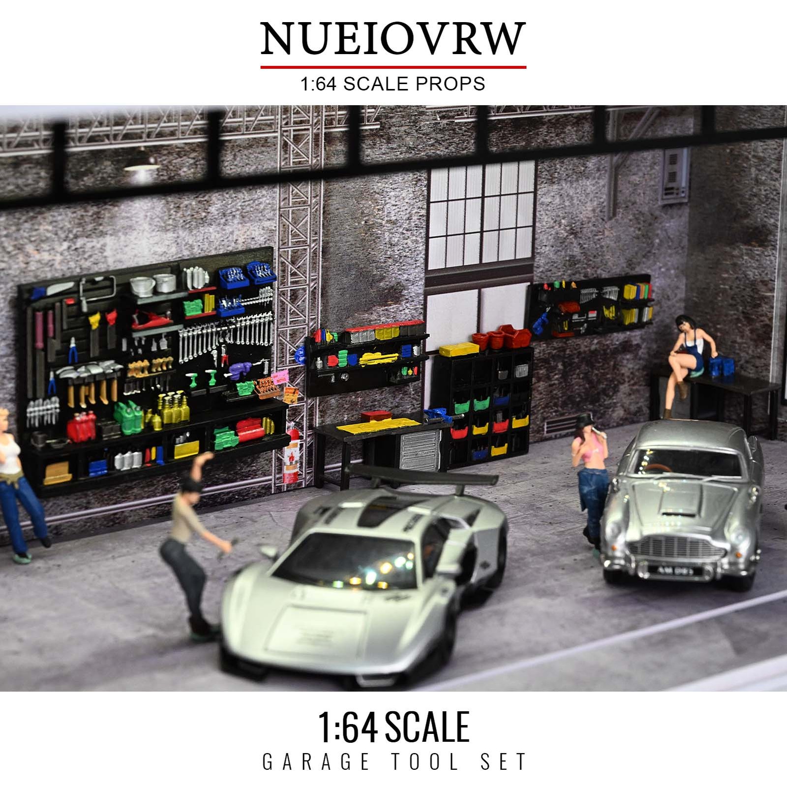 US Diorama 1/64 Car Garage Model Repair Workshop Tuning Scene Tools Accessories