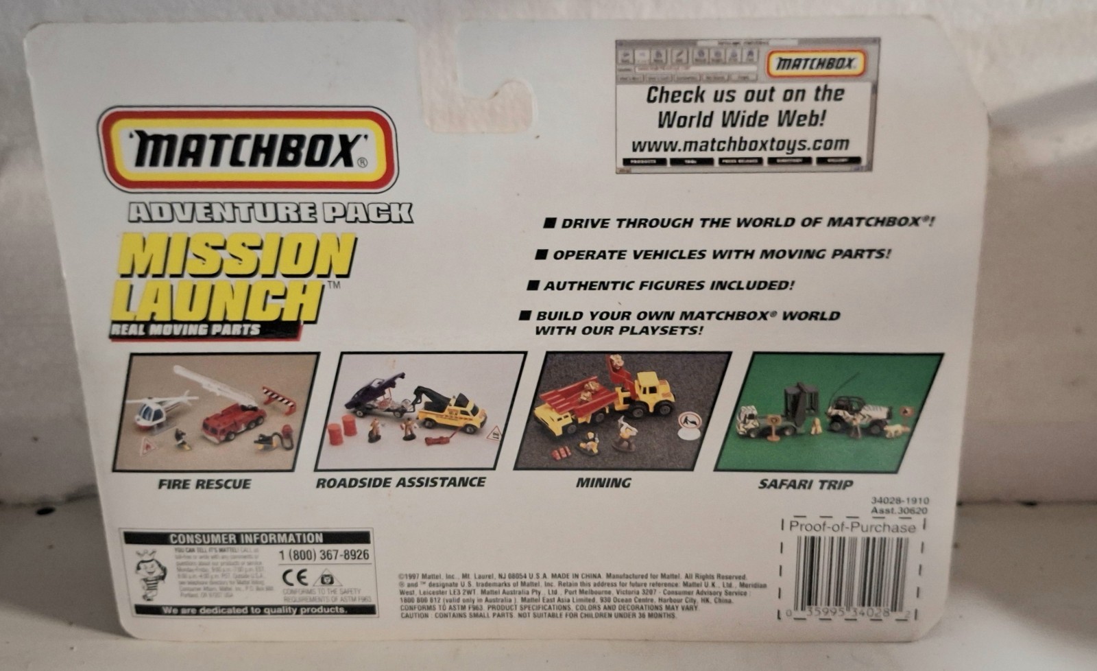 Ventage Matchbox Adventure Pack Mission Launch, Truck Tralier, Rocket and Safety