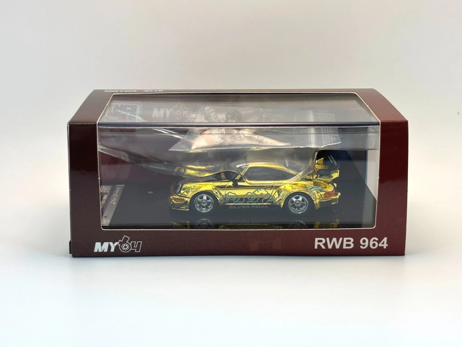 MOTORHELIX 1:64 RWB 964 Silver-Fenix Gold Chrome Toshikazu Nozaka Art