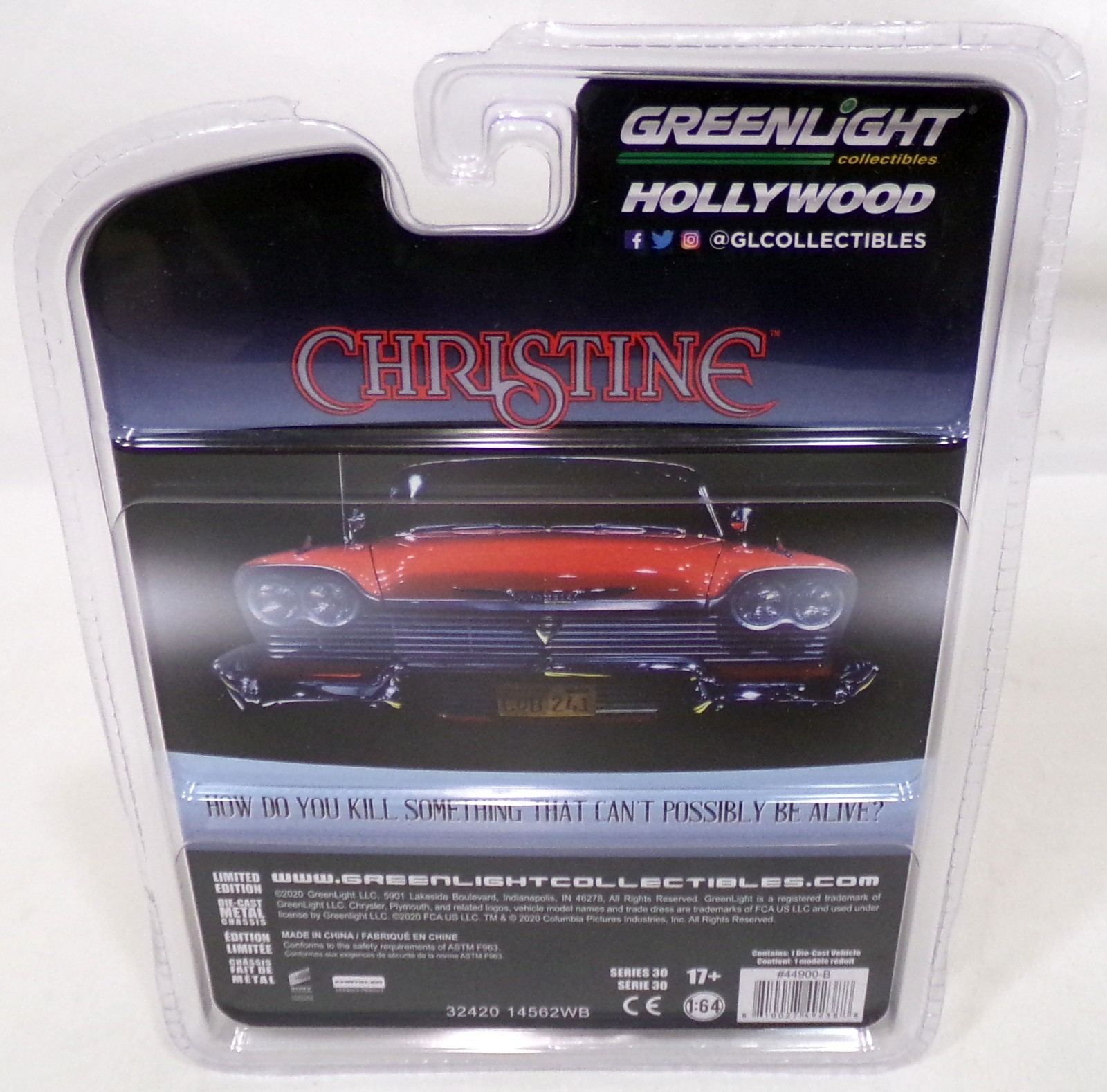 Greenlight Hollywood Series 30 Christine 1977 Plymouth Fury 1/64 Blue Car New
