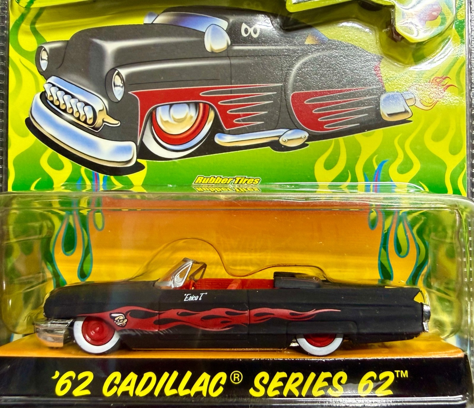 Jada 2003 1:64 Road Rats ’62 Cadillac Series 62 Black w/Flames NIP