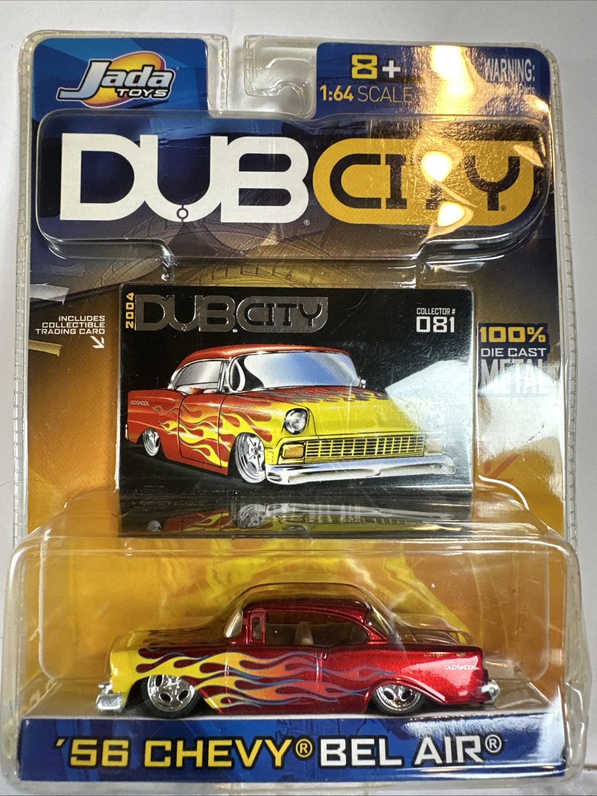 Jada Toys Dub City 56 Chevy Bel Air Red Flames 1956 Hotrod Die Cast Car W Card