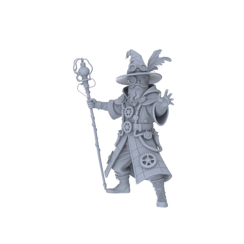 LYGR 075 MRY-SFW 075 Medieval Steampunk Mage Resin Wargame Figure