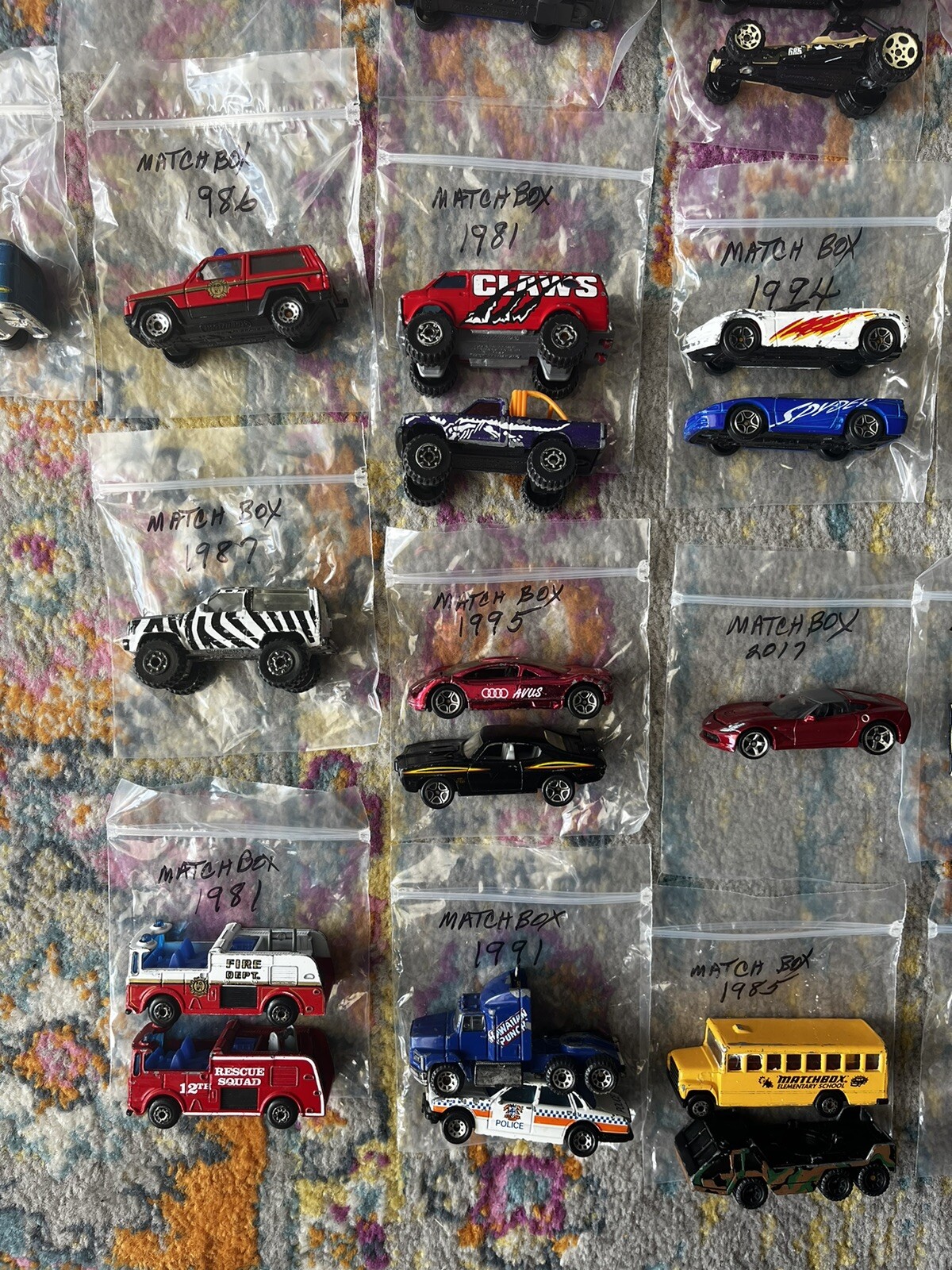 Lot of 34 Matchbox Die cast And Plastic Cars 1977-2020