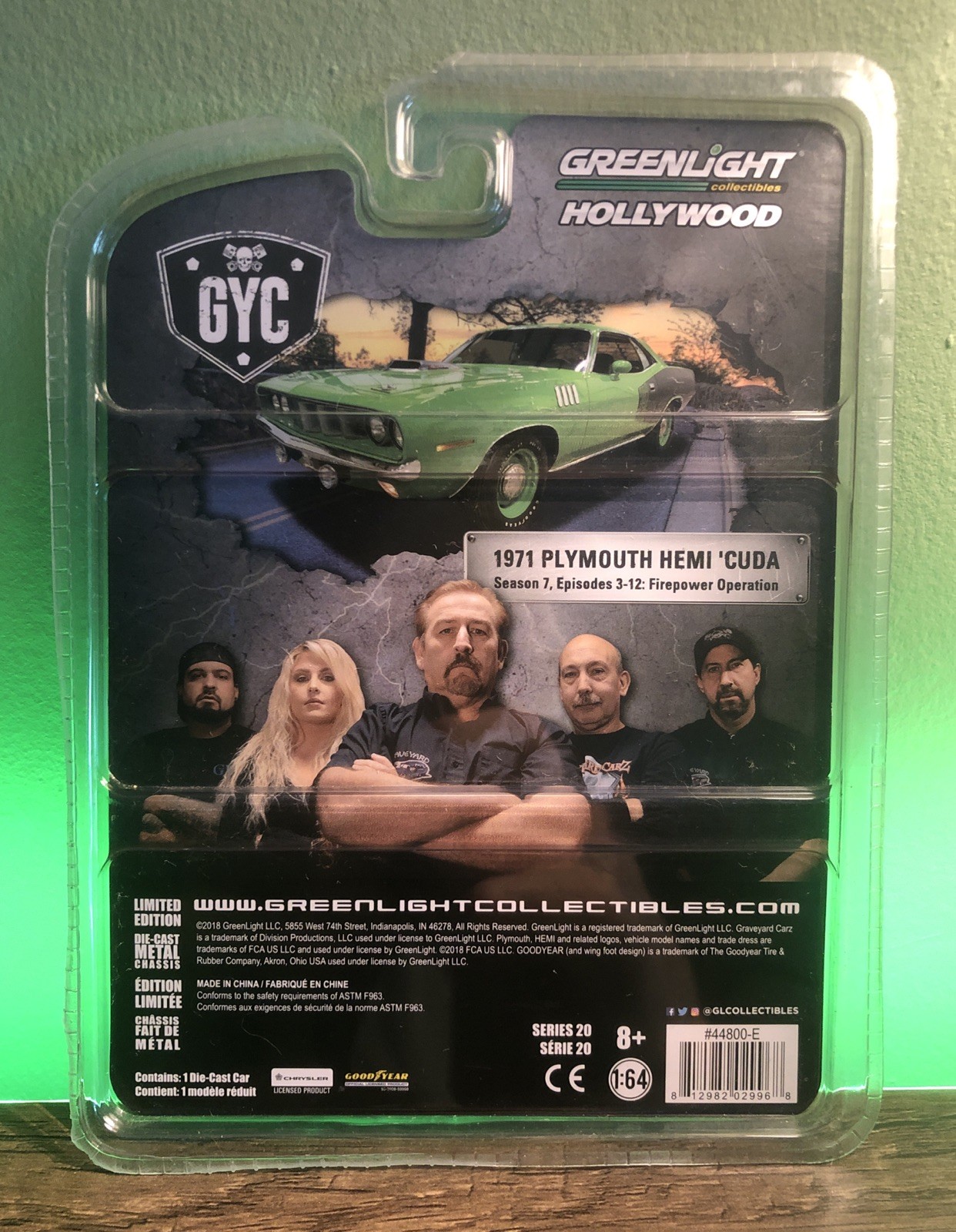 🔥2018 Greenlight-1971 Plymouth Hemi Cuda-Green-Graveyard Carz-Rare Mint🔥