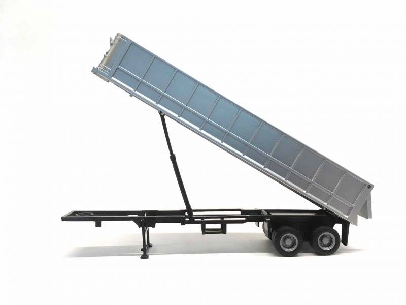 HO 1:87 Promotex # 5281 – 36′ – 2 axle Gravel Truck Semi Trailer – SILVER
