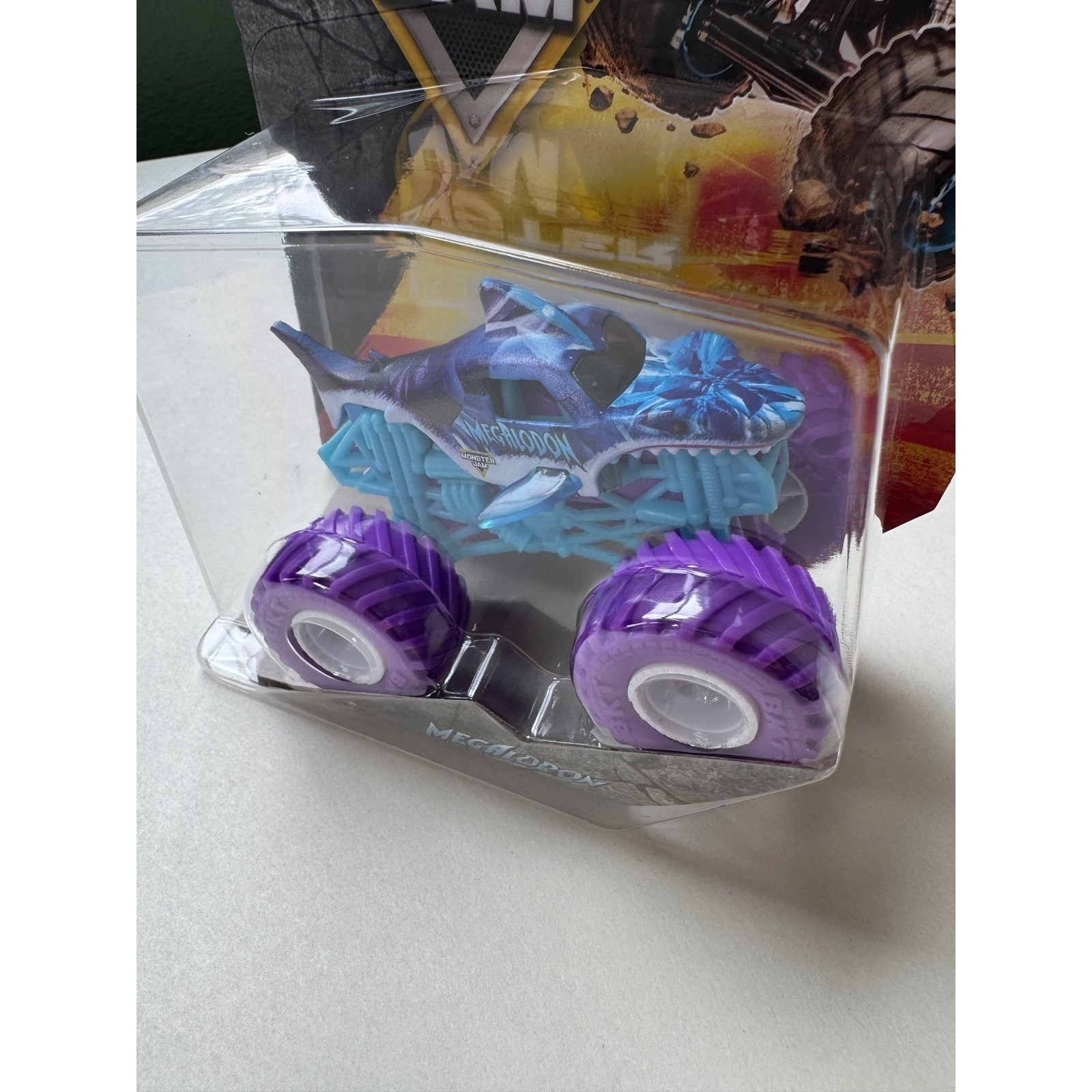 Monster Jam Megalodon Monster Truck 1:64 Scale Series 02 Blue Purple BKT Tires
