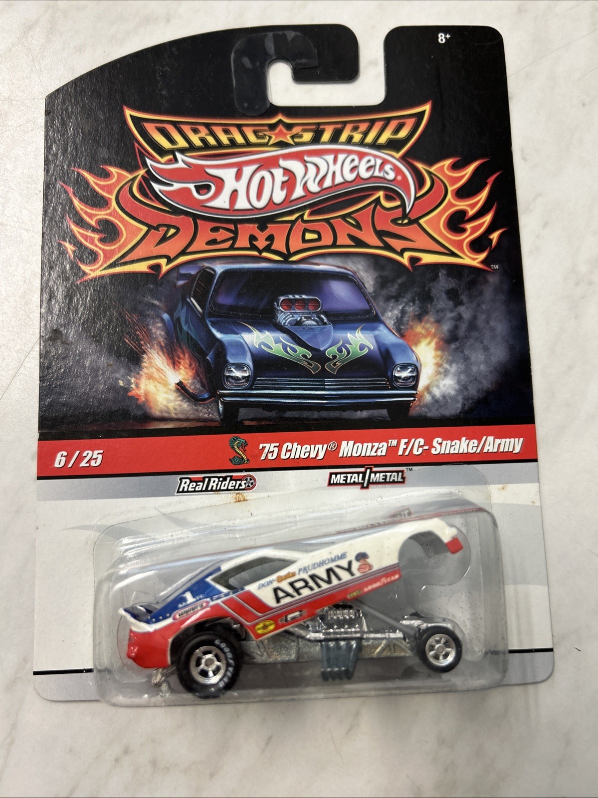 HOT WHEELS DRAG STRIP DEMONS DON Snake PRUDHOMME’S ARMY SNAKE 75 Monza F/C