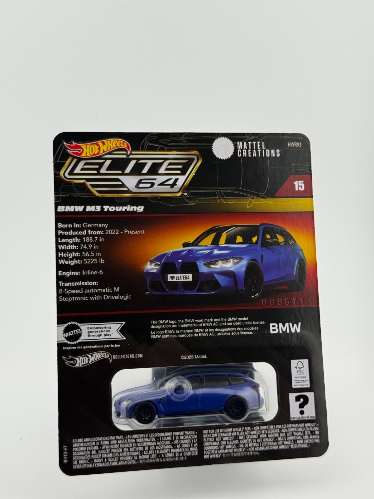 Hot Wheels Collectors Premium Elite 64 Blue BMW M3 Touring