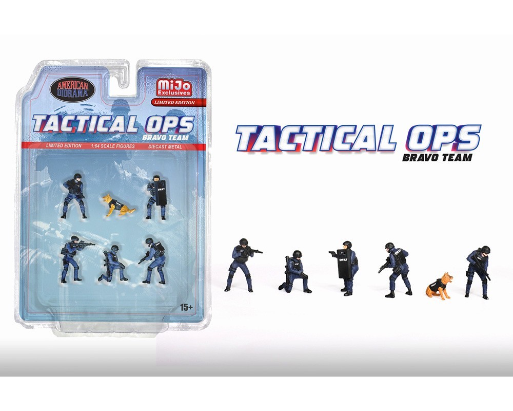 AMERICAN DIORAMA 1/64 DIECAST FIGURES SET TACTICAL OPS SWAT BRAVO TEAM AD-2439