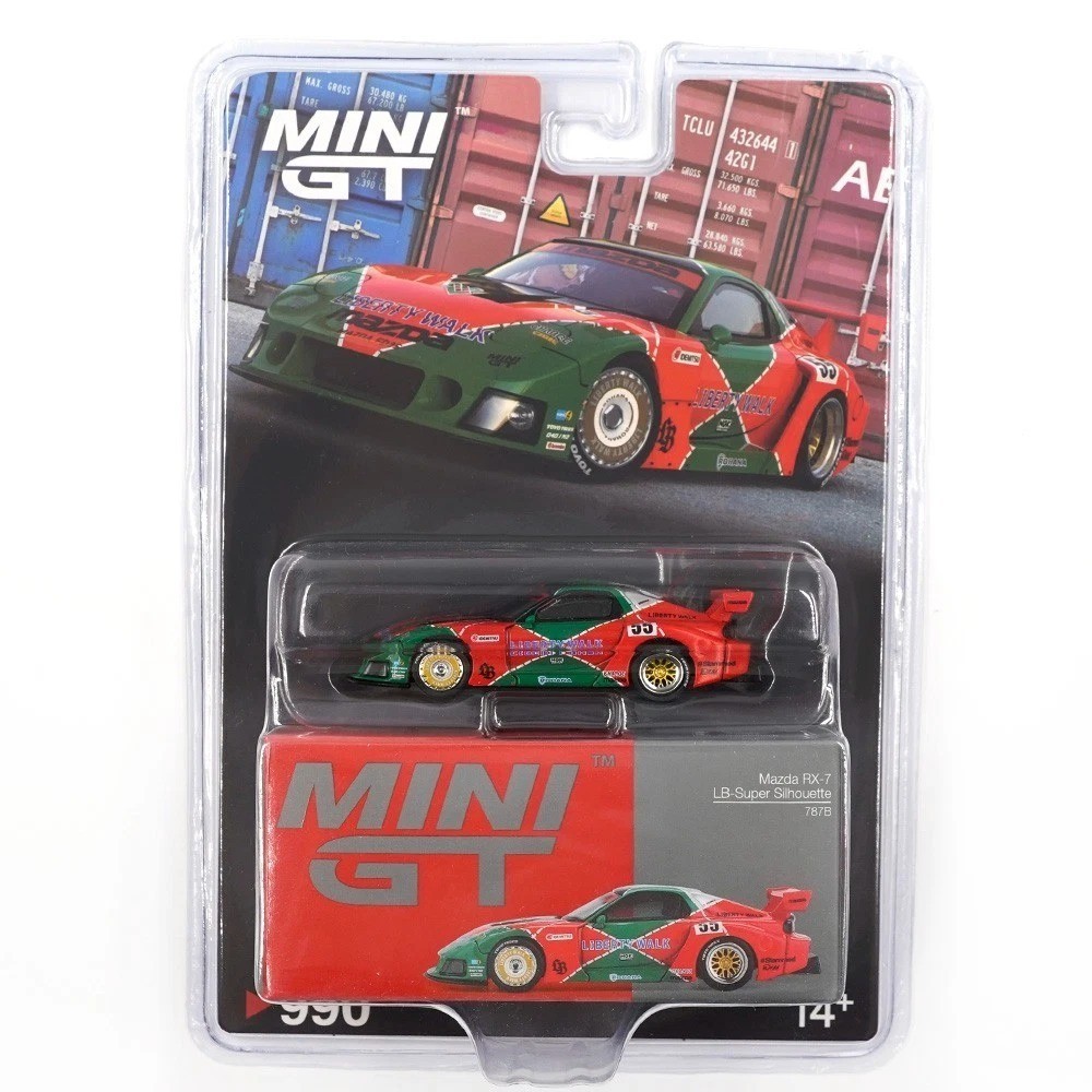 MINI GT MAZDA RX-7 LB SUPER SILHOUETTE 787B 1/64 ORANGE & GREEN MGT00990-P12