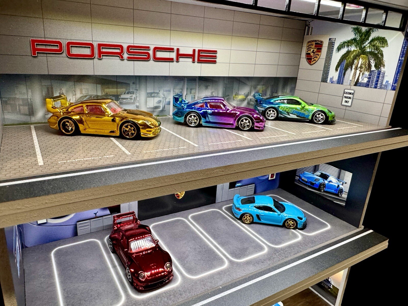 The Ultimate Porsche Diorama! For Hot Wheels 1:64 Models LED Lighting 5 LEVELS!