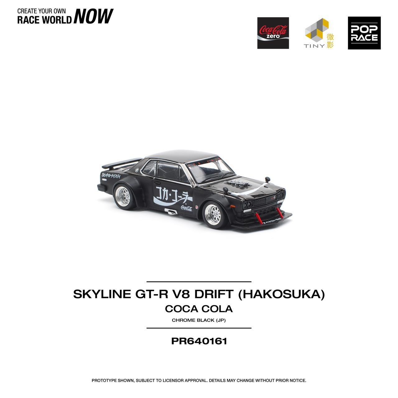 Pop Race 1/64 Skyline GT-R Drift (Hakosuka) – Coca Cola Zero JP Black Chrome